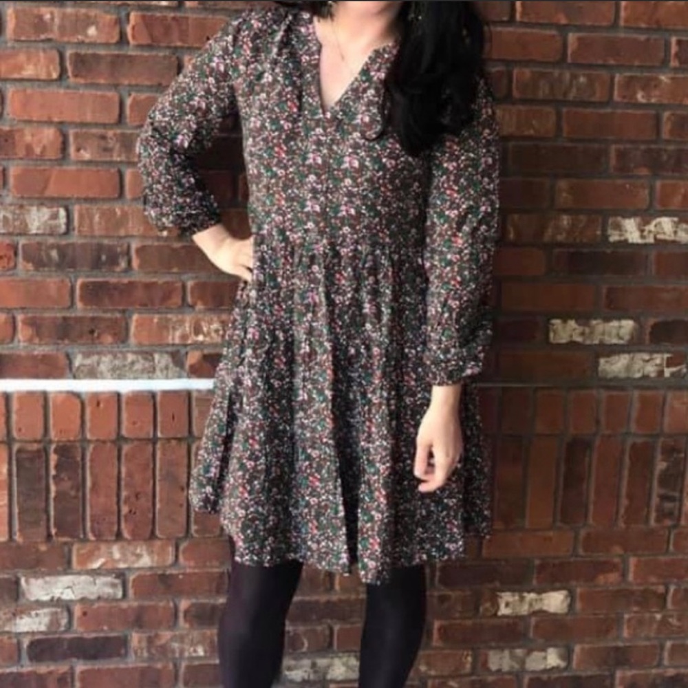 NWT Matilda Jane Womens Dress Fabulously Floral Brown Pink V Neck Large